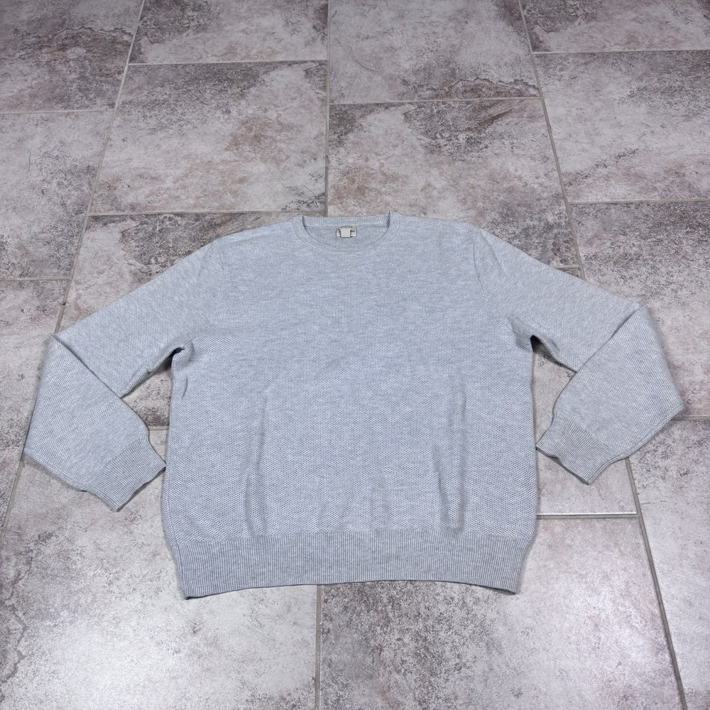 J Crew Sweater Men's XL Gray Cotton Silk Knit Pullover Crewneck Jumper Preppy
